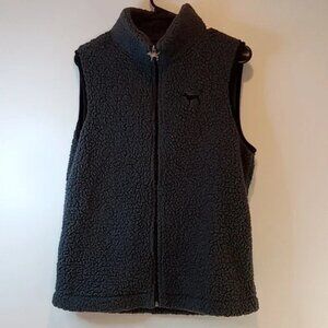 PINK Victoria’s Secret Full Zip Sherpa Fleece Vest Jacket Women's Sz Med NICE!